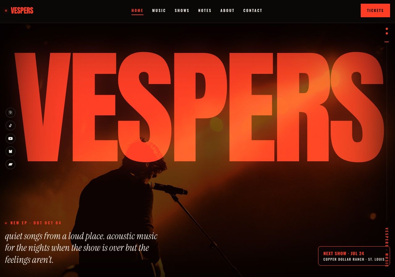 Vespers — acoustic pop punk site